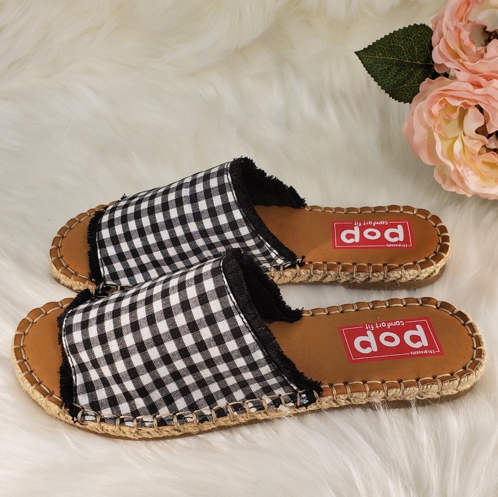 NWOT POP COMFORT FIT INDO FLAT SLIDES SIZE 6.5M - Picture 3 of 8